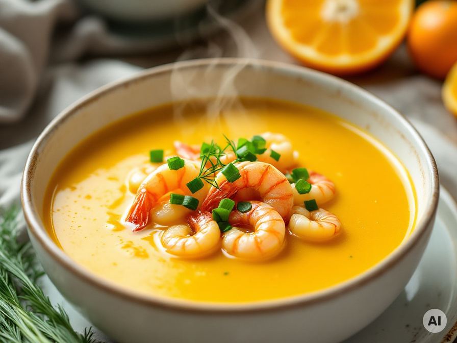 Safran-Fenchelsuppe mit Nordseekrabben Rezept