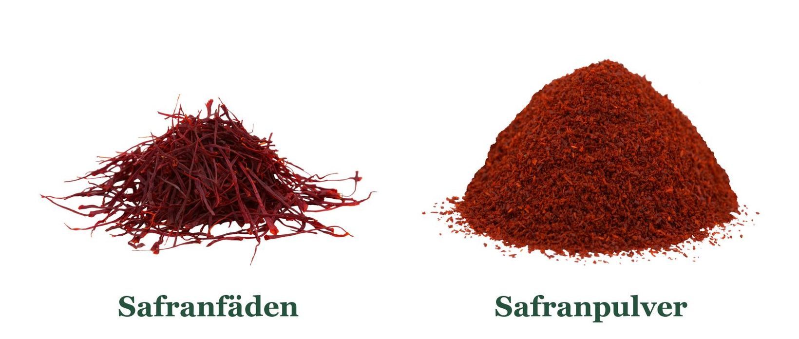 Safranfäden und Safranpulver: das Gewürz Safran in zwei Formen