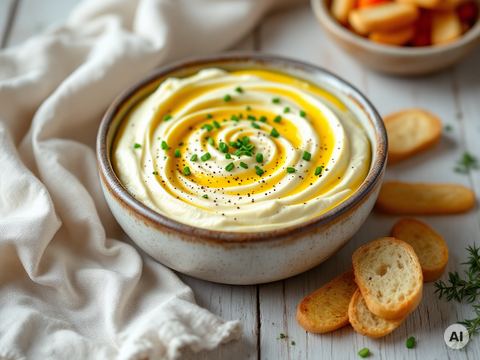 Safran-Dip mit Frischkäse und Schnittlauch